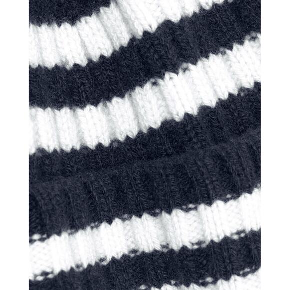 Everlane the Cashmere Unisex Striped Beanie in Navy and White NWT - Picture 4 of 6